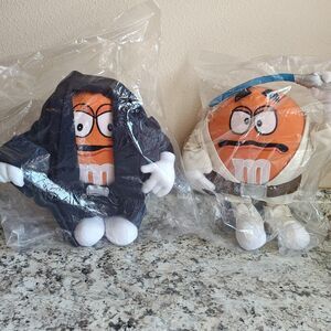 M&M's Star Wars Plush Set Orange Obi-Wan Darth Vader 2005 Orange 10" Movie Promo